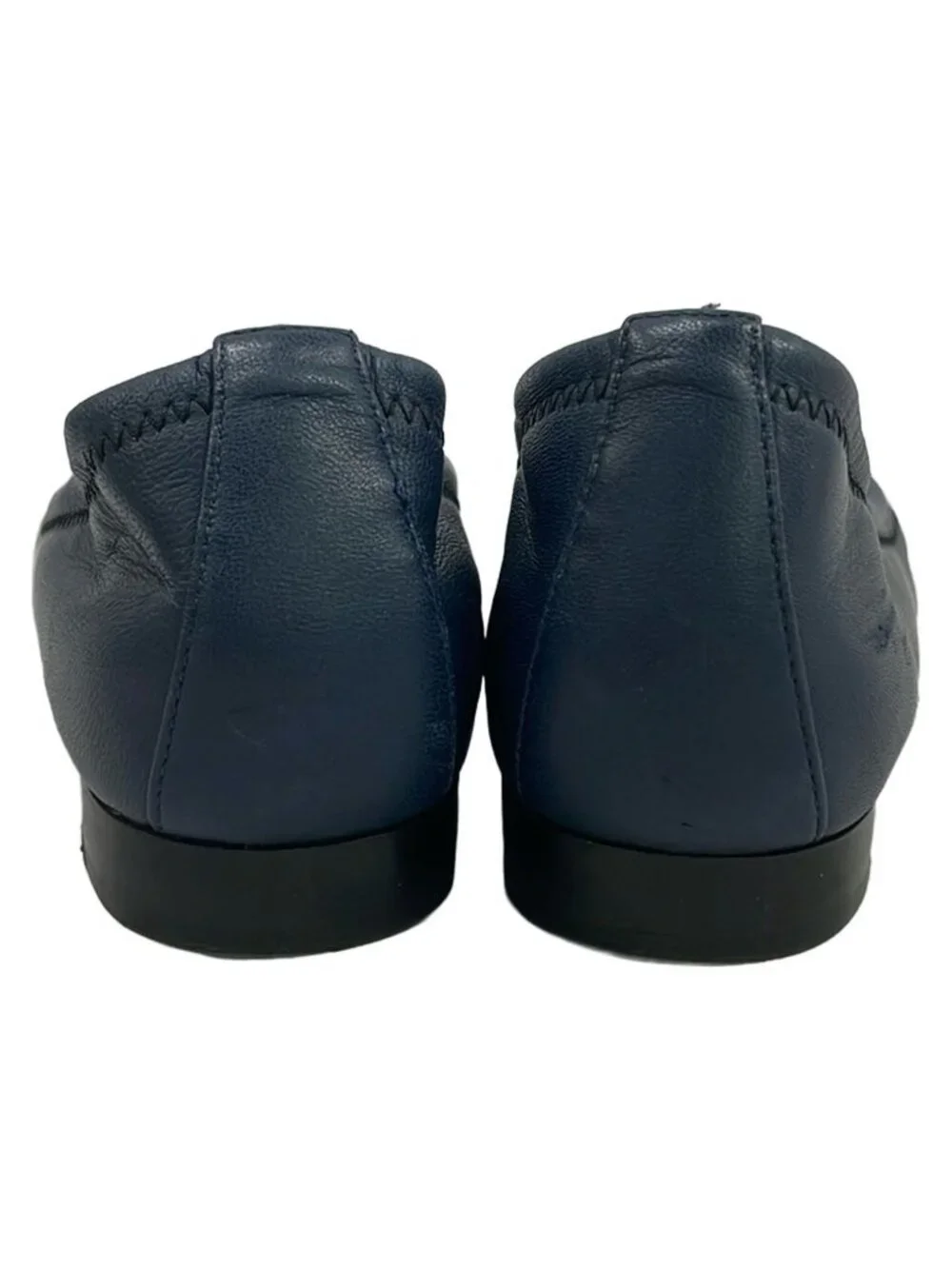 Chanel Flat Shoes Dark Navy Black CC Logo Lambskin
